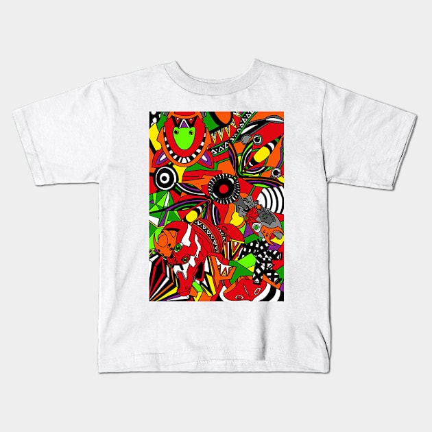 EVA Unit 02 Kids T-Shirt by hybrid-rainbow